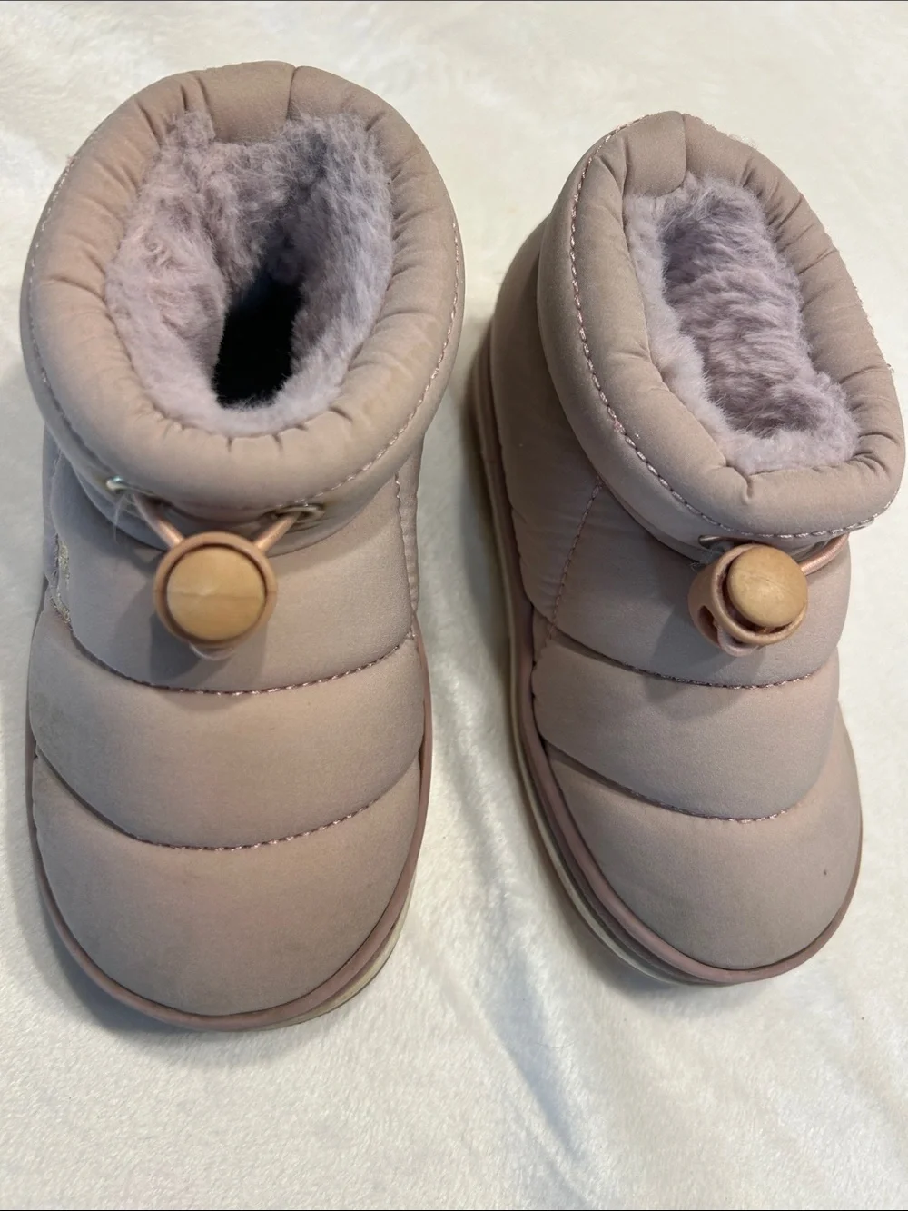 Kids Puffer Booties - Mauve Cozy Winter Shoes